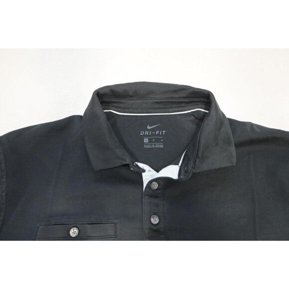 Nike Golf Polo Dri Fit Athletic Black Cotton Poly Blend Stretch Mens Size Medium - Picture 7 of 10